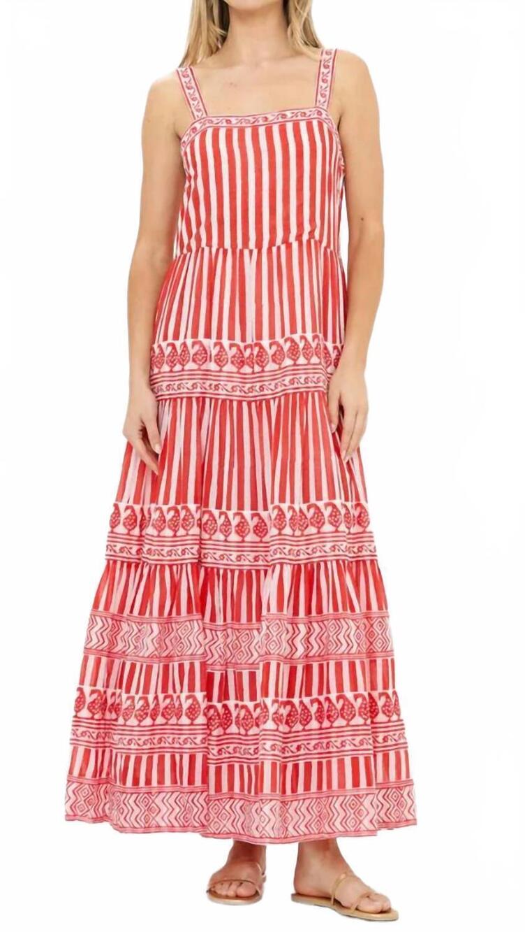 NEW OLIPHANT strappy maxi dress in santorini red